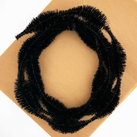3-1/4" Bumps Metallic Black Retro Chenille Bump Wired Tinsel Garland ~ Pre-cut 2 yds. (24 bumps)